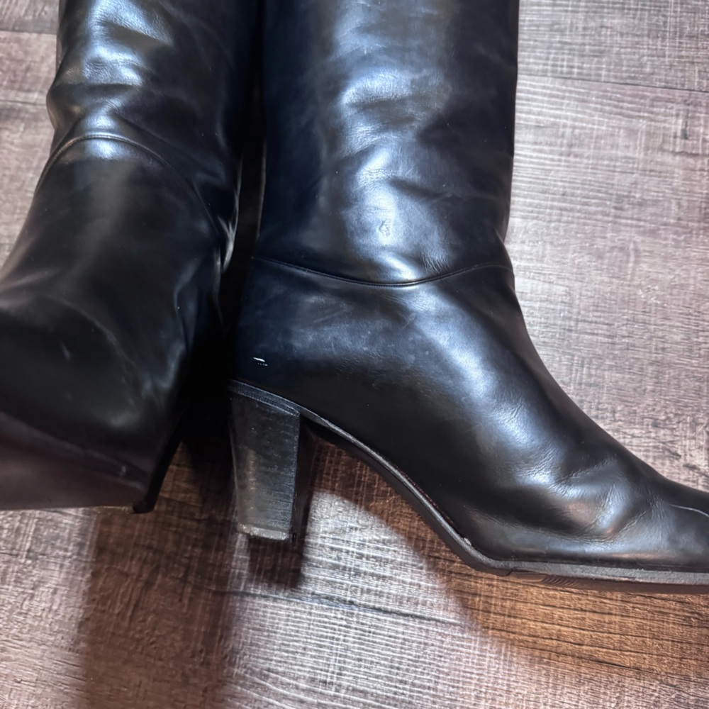 Vintage Gucci Black Leather Heeled Riding Boots - Picture 3 of 15